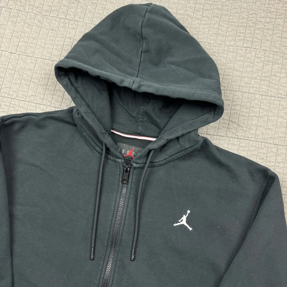 Jordan Mens Small Jumpman Full Zip Hoodie Black Fleece Sweatshirt Sportswear